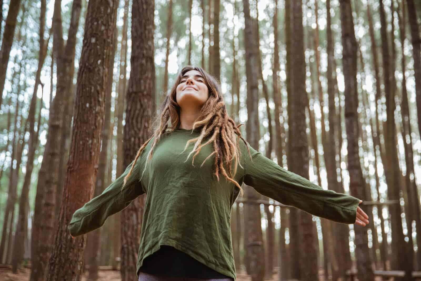 Woman in a forest. Meditation Woman in a forest. Meditation