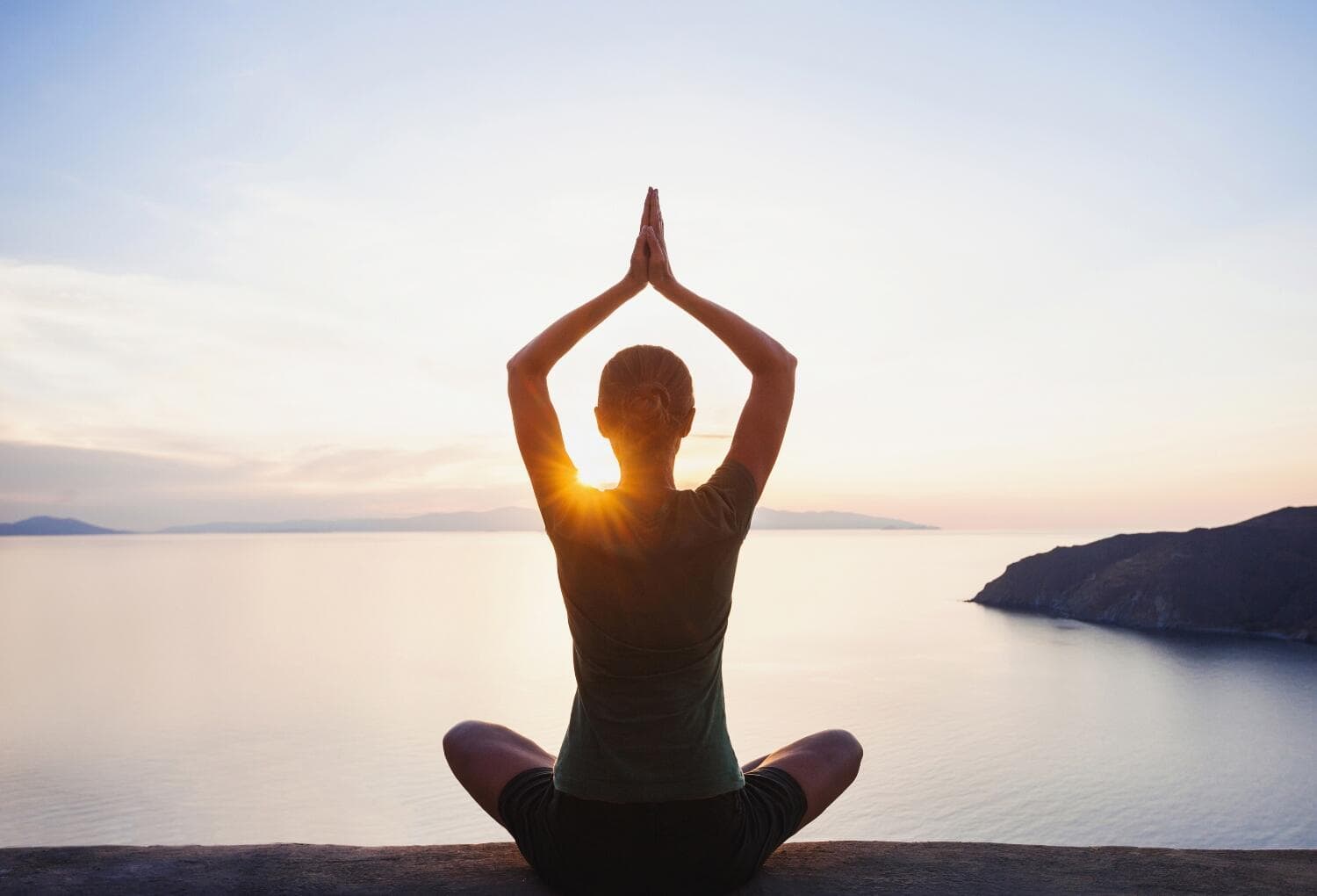woman meditation sunset woman meditation sunset